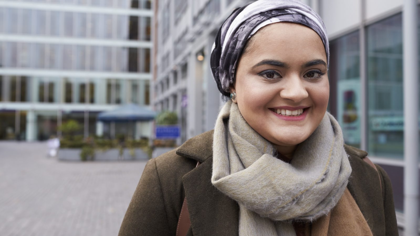 Muslim Businesswoman Outside Office