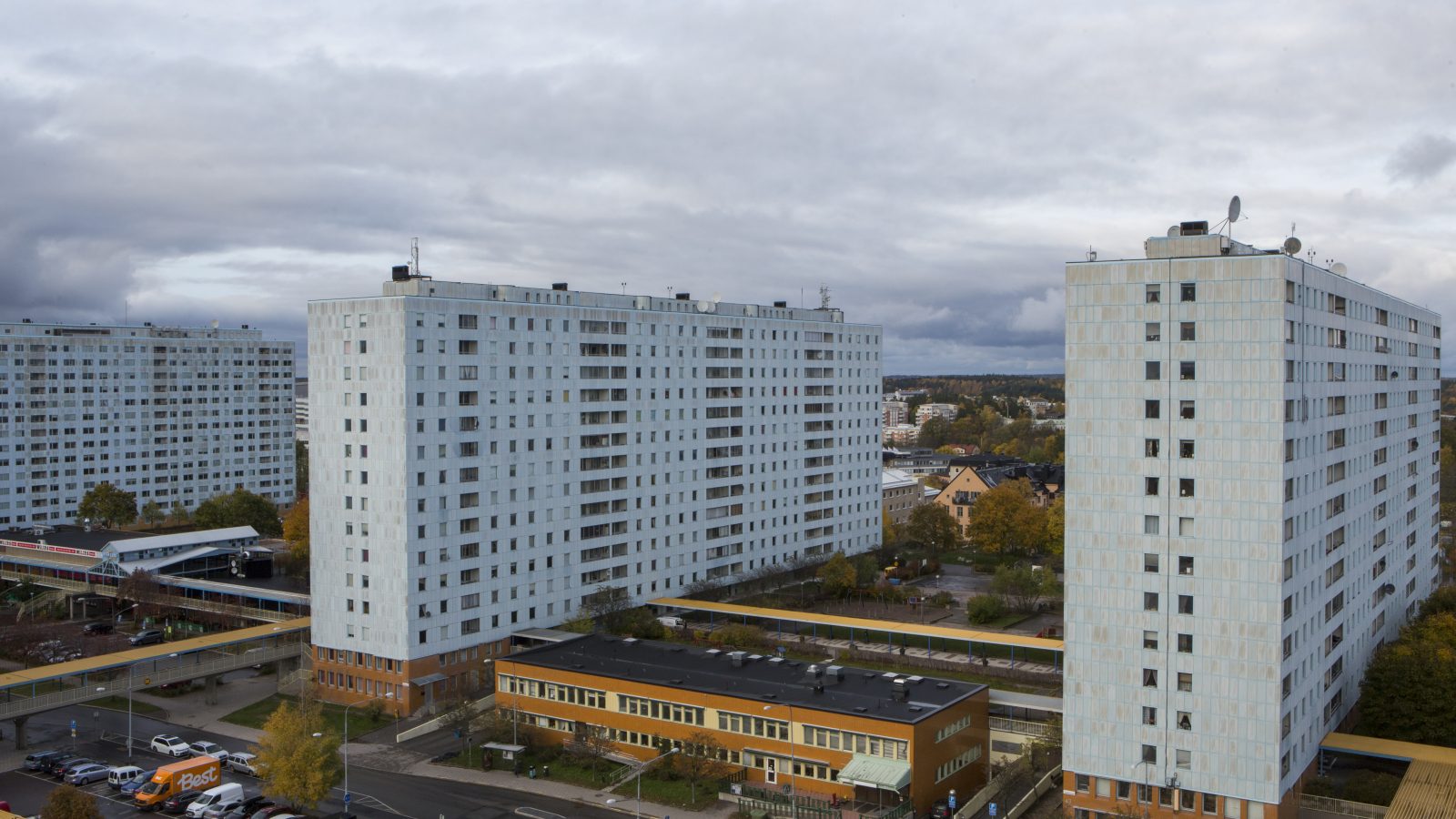 Vu över en förort i Sverige