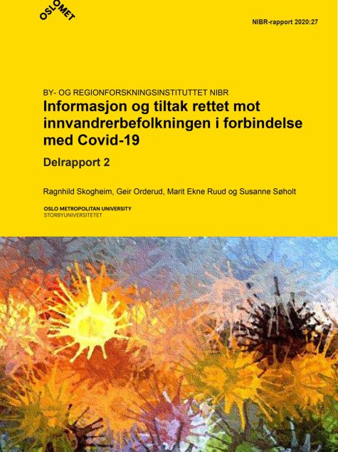 Rapportens omlag i gult med bidl av olikafärgade mönste och titeln i svart textr