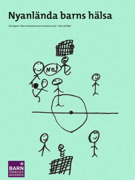 Rapportomslag med barnteckning med streckfigurer